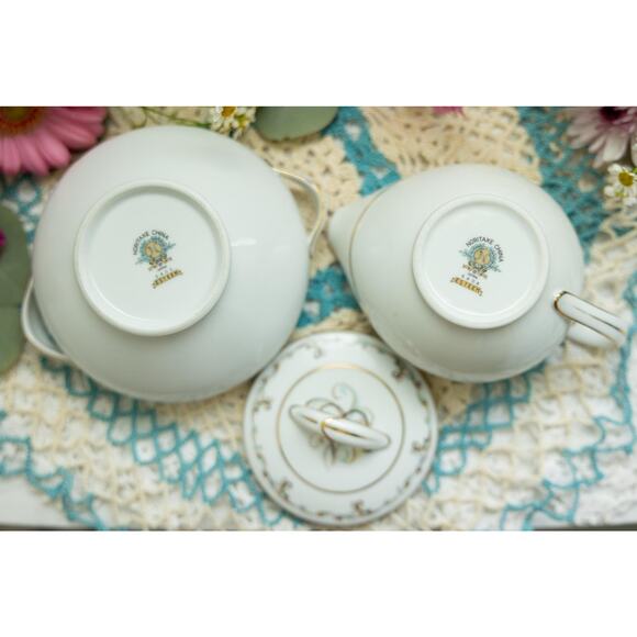Noritake China 5404 Esquire Sugar Bowl & Creamer Set - Picture 9 of 10